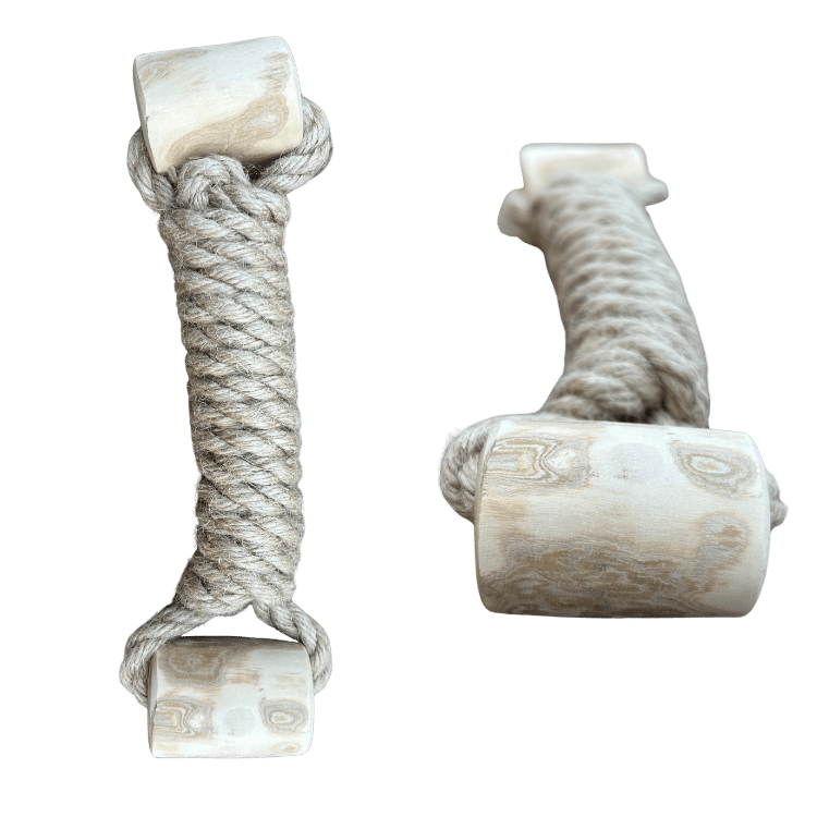Hemp rope + coffee wood toy