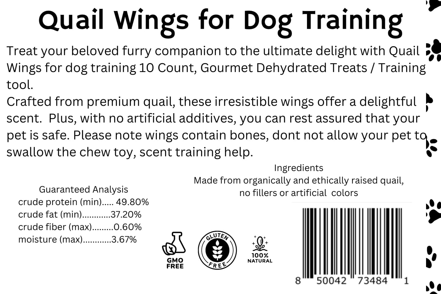 Undique Quail Wings for Dog Training, Small (10 Count)