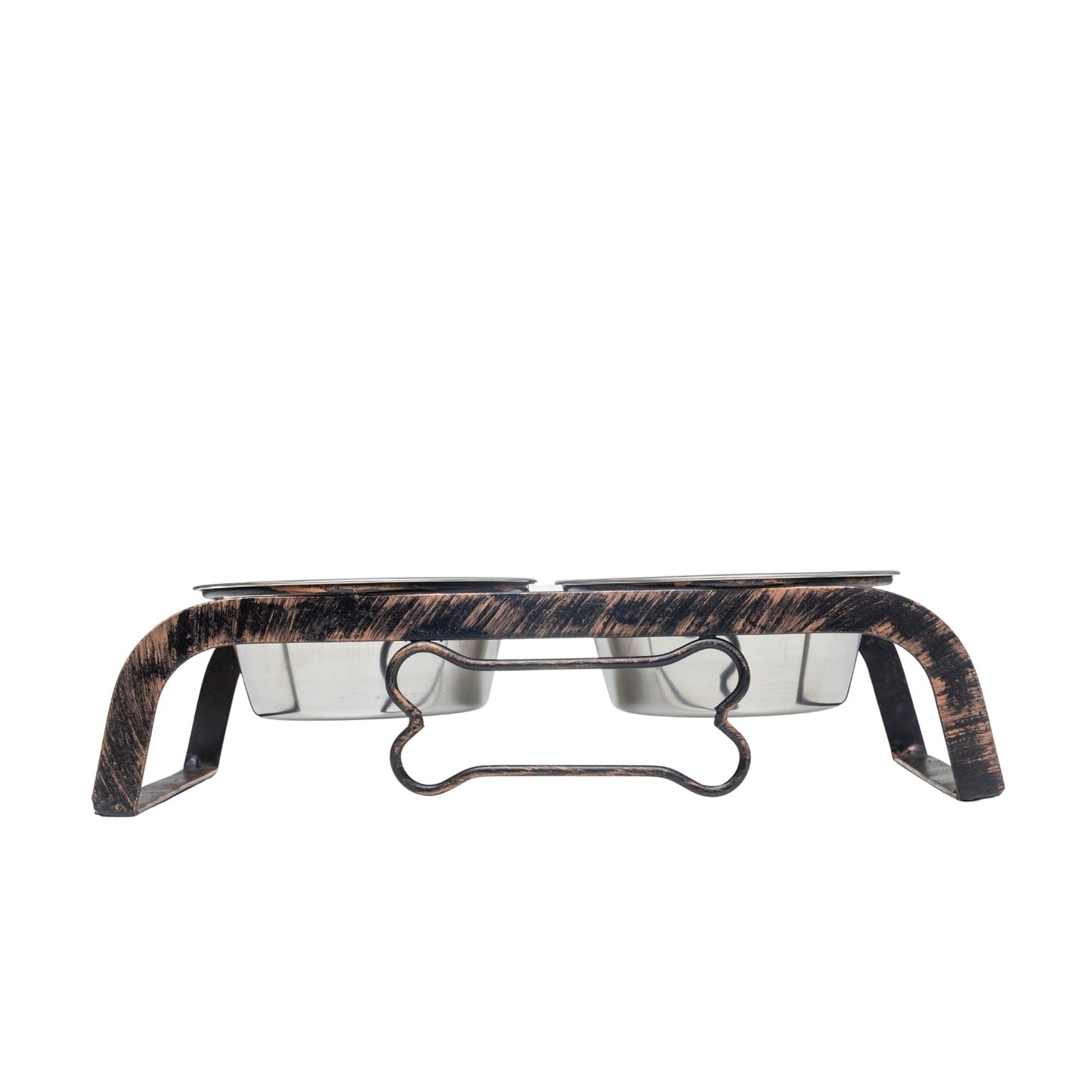 Country Living Rustic Dog Bone Elevated Feeder with 2 Stainless Steel Bowls