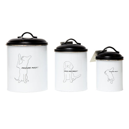 Country Living Set of 3 Pet Treat Storage Canisters – Black & White