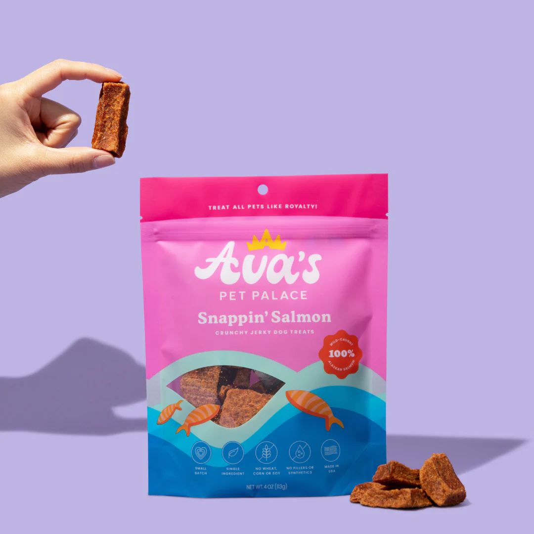 Ava's Pet Palace Crunchy Jerky Dog Treats - Snappin' Salmon Treats (4 oz)