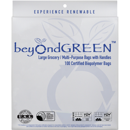 Plant-Based Large Food Safe Multi-Purpose Bags with Handles – 100 Bags