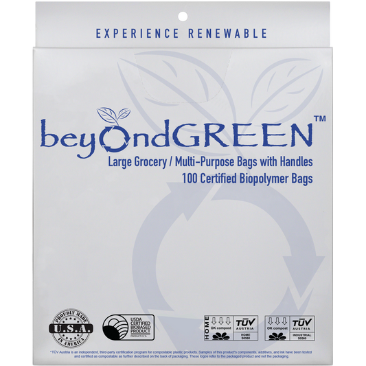 Plant-Based Large Food Safe Multi-Purpose Bags with Handles – 100 Bags