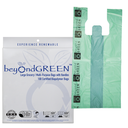 Plant-Based Large Food Safe Multi-Purpose Bags with Handles – 100 Bags