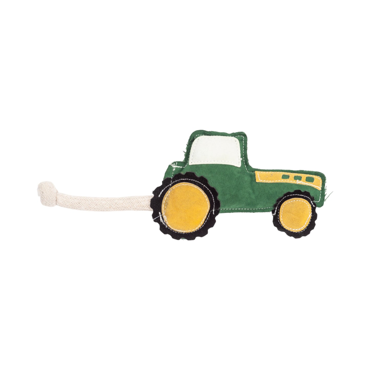 Country Living Faux Leather Green Tractor Dog Chew Toy, Durable, Safe and Non-Toxic