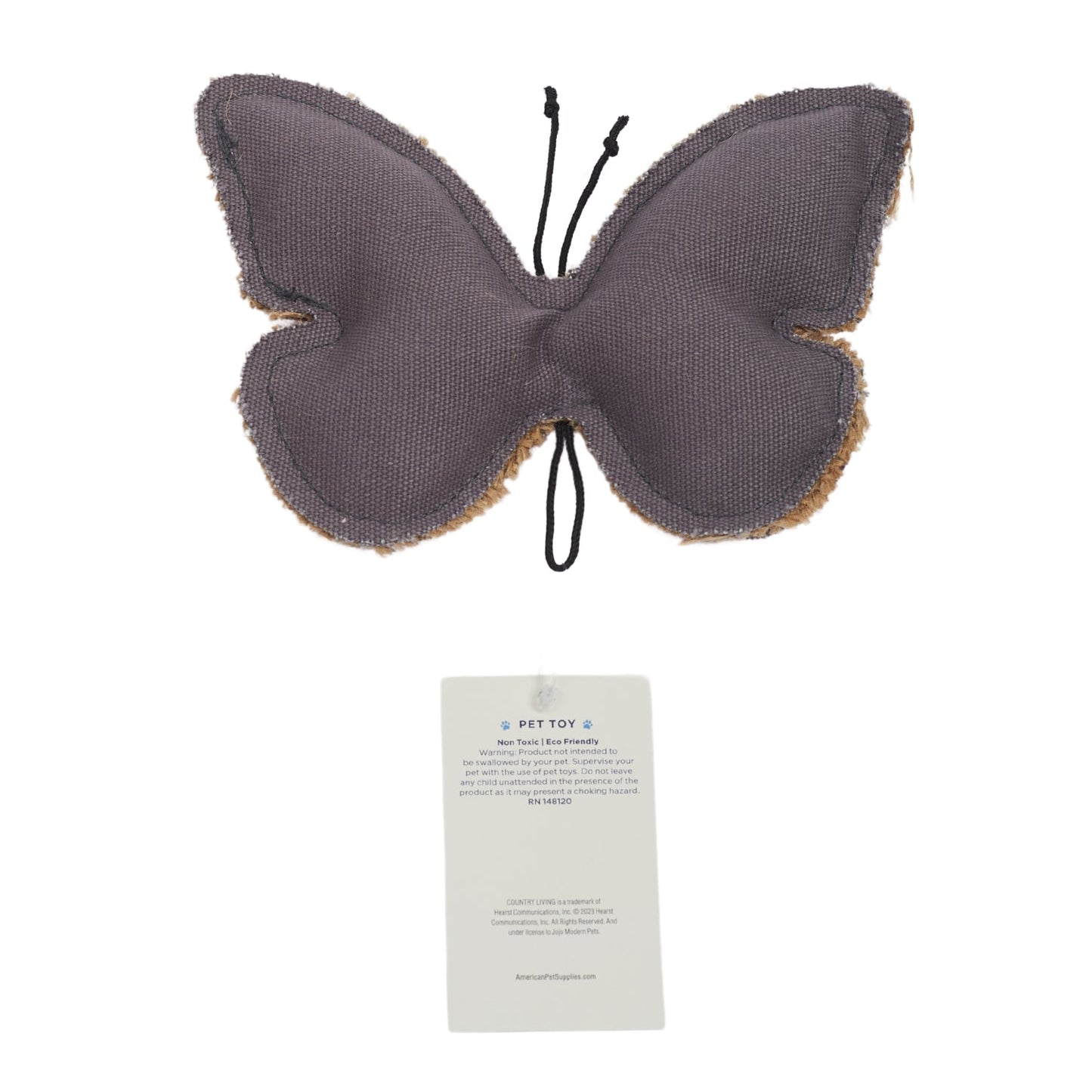 Country Living Canvas & Jute Butterfly-Shaped Dog Chew Toy – Durable, Safe and Non-Toxic