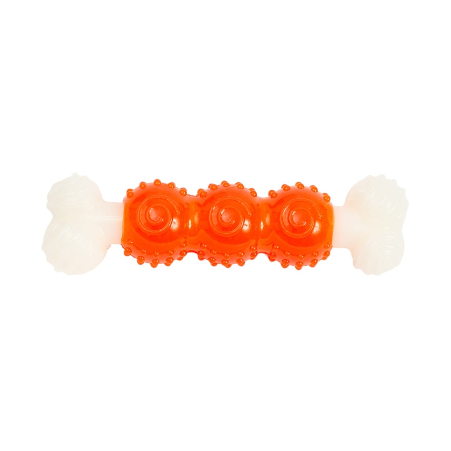 Country Living Bone-a-Treat Dog Chew Toy – Orange Bulged Balls & Green Spiral Ring