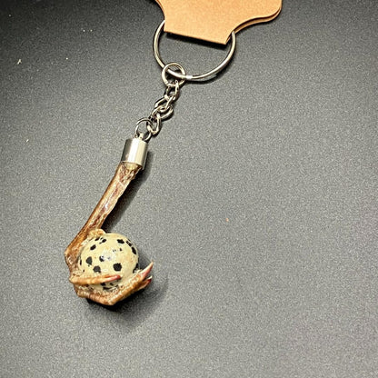 Quail Foot Keychain with Faux Quail Egg Stone