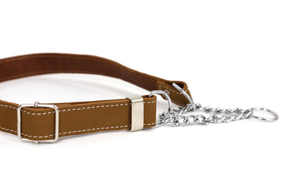 Martingale Earth Brown Leather Dog Collar