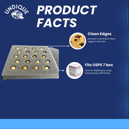 Button Quail Egg Foam Shipper 20 Hole Sets - Safe Egg Transport for Button Quail Eggs (5 Count)
