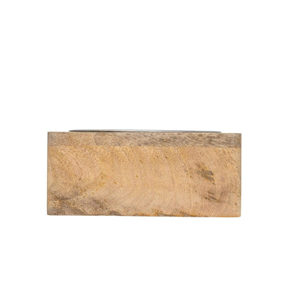 Country Living Elegant Stainless Steel Dog Bowl with Square Mango Wood Holder – 1 Quart