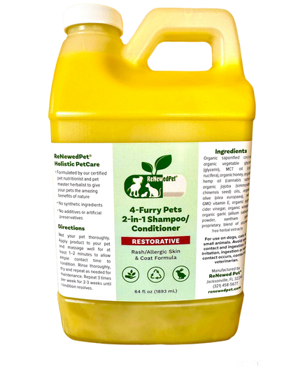 4-FURRY PETS 2-IN-1 * RESTORATIVE SHAMPOO & CONDITIONER