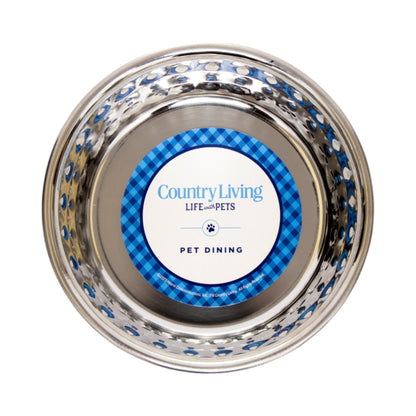 Country Living Set of 2 Hammered Stainless Steel Dog Bowls – Black Pearl