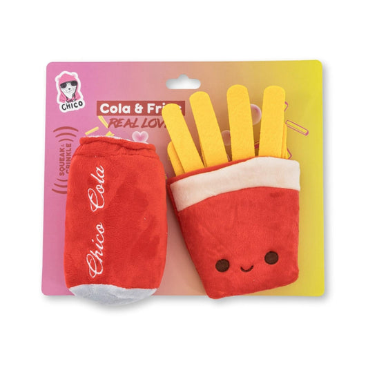Cola & Fries Plush Dog Toy Gift Set – with Squeaker & Crinkle Paper for Fun Play