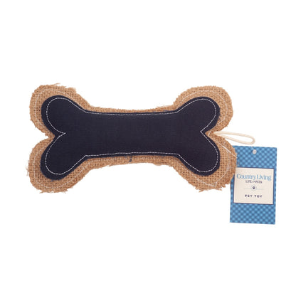 Country Living Jean Leather-Jute Bone Pillow Dog Chew Toy – Durable, Safe and Non-Toxic