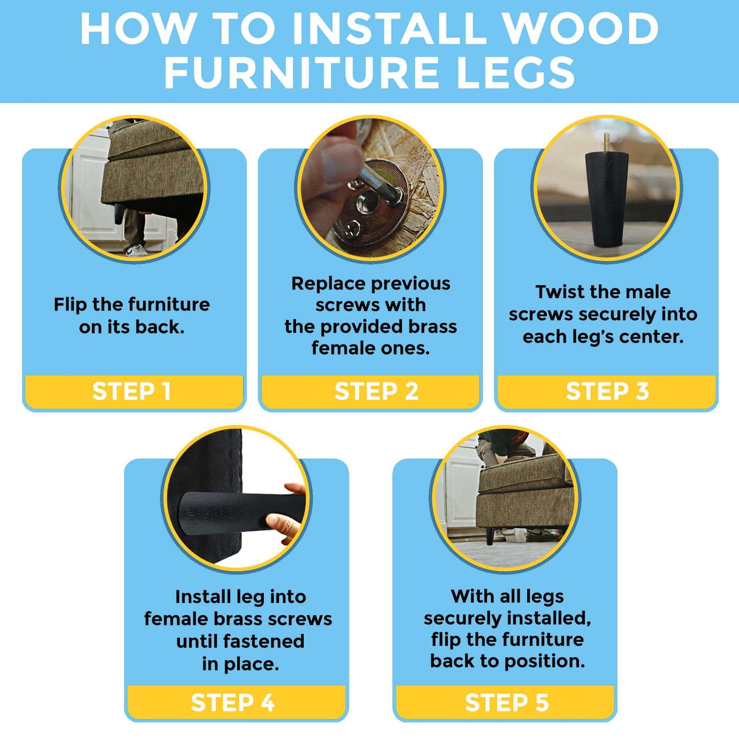 Premium Hardwood Furniture Leg Replacement