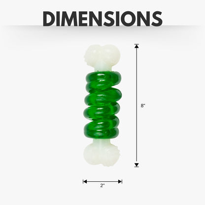 Country Living Bone-a-Treat Dog Chew Toy – Orange Bulged Balls & Green Spiral Ring