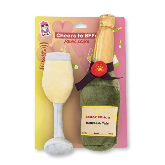 Champawgne-Cheers Plush Dog Toy Gift Set – with Squeaker & Crinkle Paper