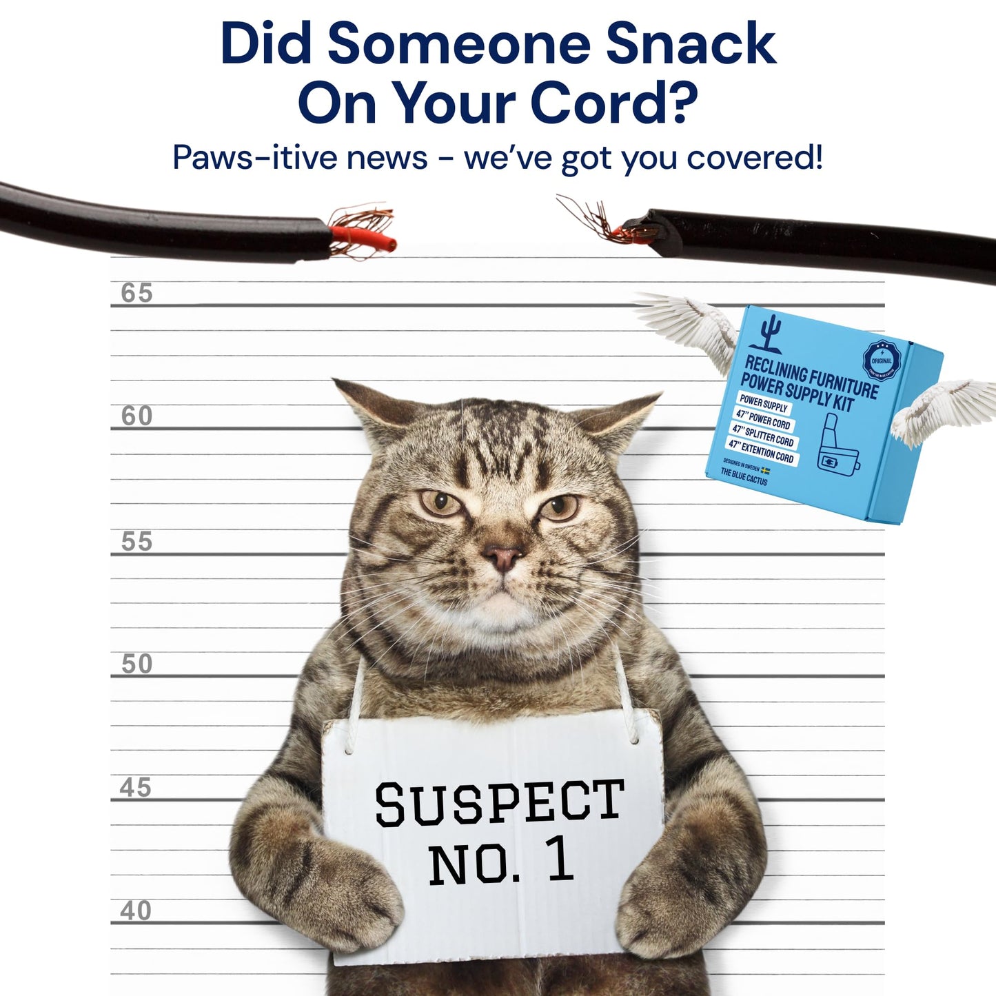 Universal Recliner Power Cord Replacement (2-Pin Adapter)