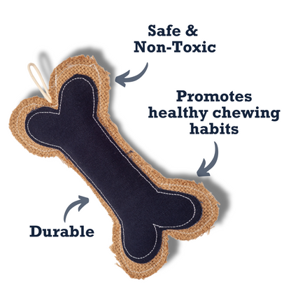 Country Living Jean Leather-Jute Bone Pillow Dog Chew Toy – Durable, Safe and Non-Toxic
