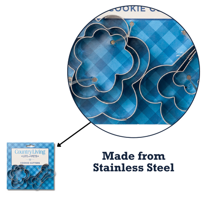 Country Living 6-Piece Stainless Steel Cookie Cutter Set (3 Paw-Shaped, 3 Bone-Shaped)