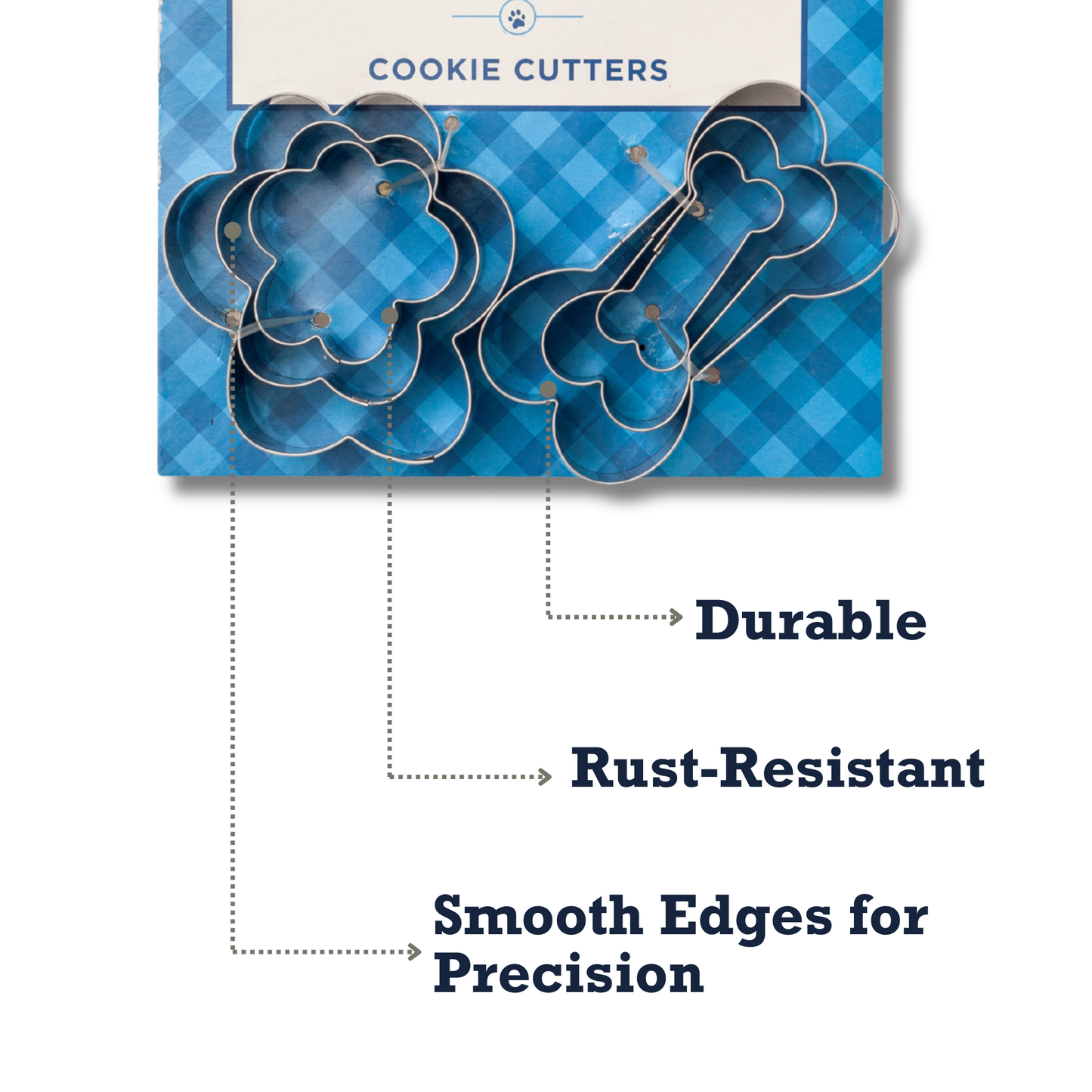 Country Living 6-Piece Stainless Steel Cookie Cutter Set (3 Paw-Shaped, 3 Bone-Shaped)