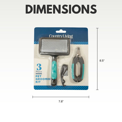 Country Living All-in-One 3-Piece Dog Grooming Kit for a Healthy and Well-Groomed Pet