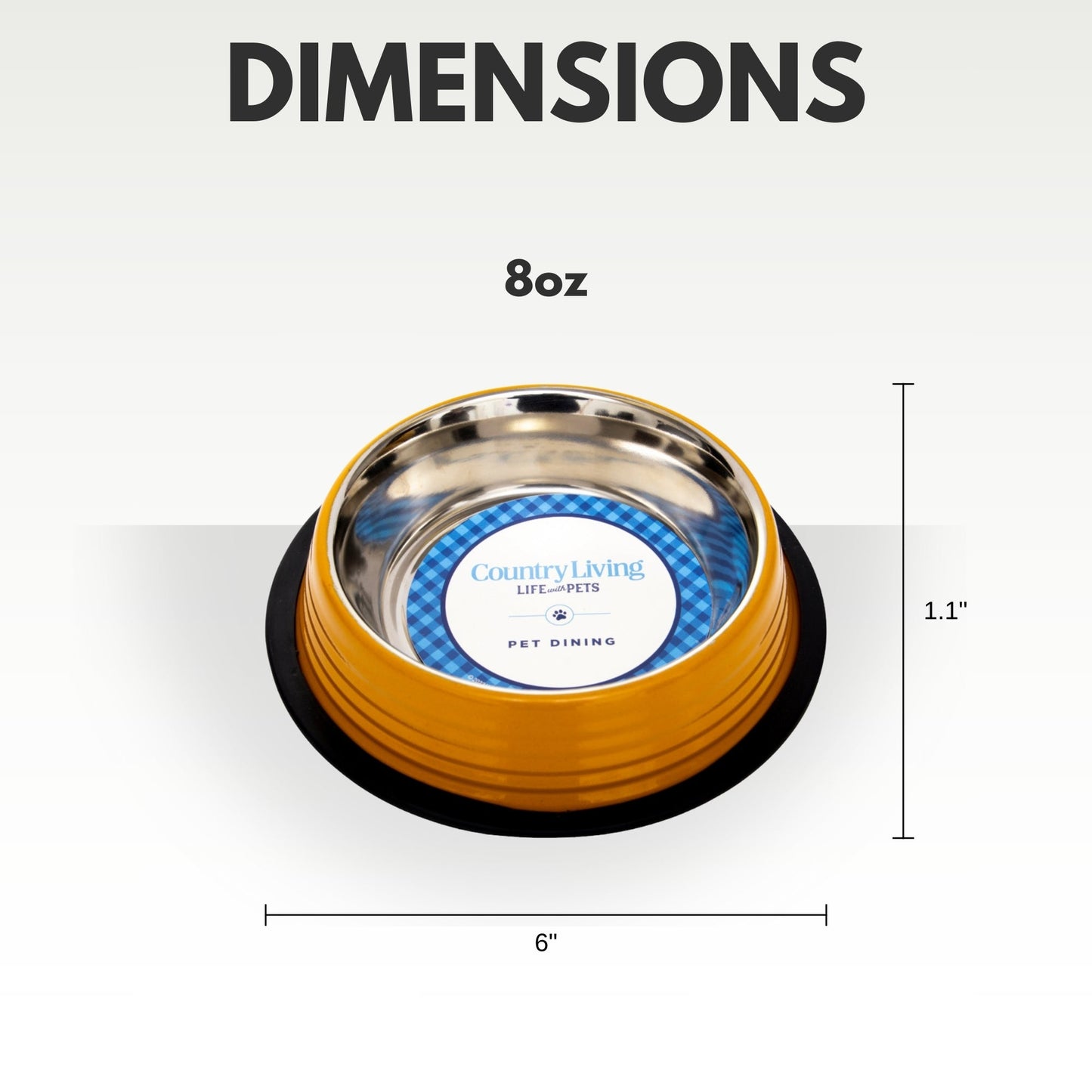 Country Living Set of 2 Ribbed Non-Slip Pet Bowls – Golden Yellow