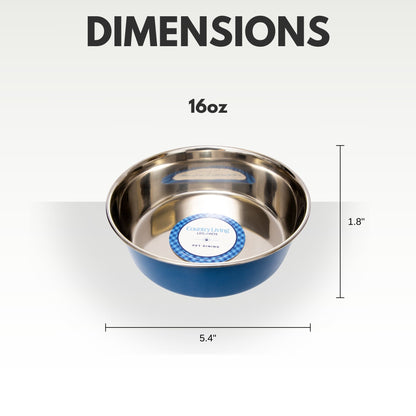 Country Living Set of 2 Heavy Gauge Stainless Steel Dog Bowls - Perfect for Food & Water