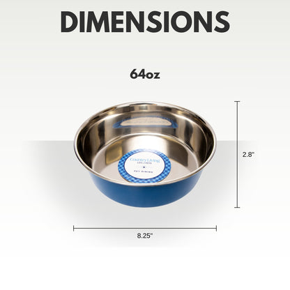 Country Living Set of 2 Heavy Gauge Stainless Steel Dog Bowls - Perfect for Food & Water