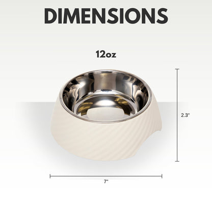 Country Living Set of 2 Round Twill Melamine Dog Bowls with Removable Stainless Steel Inserts – White Swan