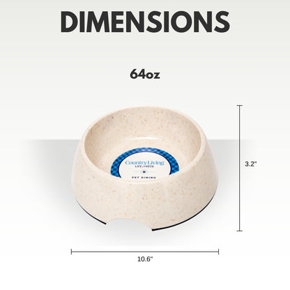 Country Living Set of 2 Natural Fiber Dog Bowls – White Swan