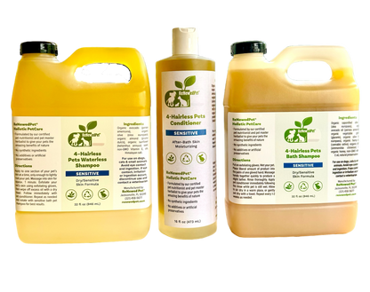 4-HAIRLESS PETS SENSITIVE SHAMPOO, WATERLESS & CONDITIONER KIT