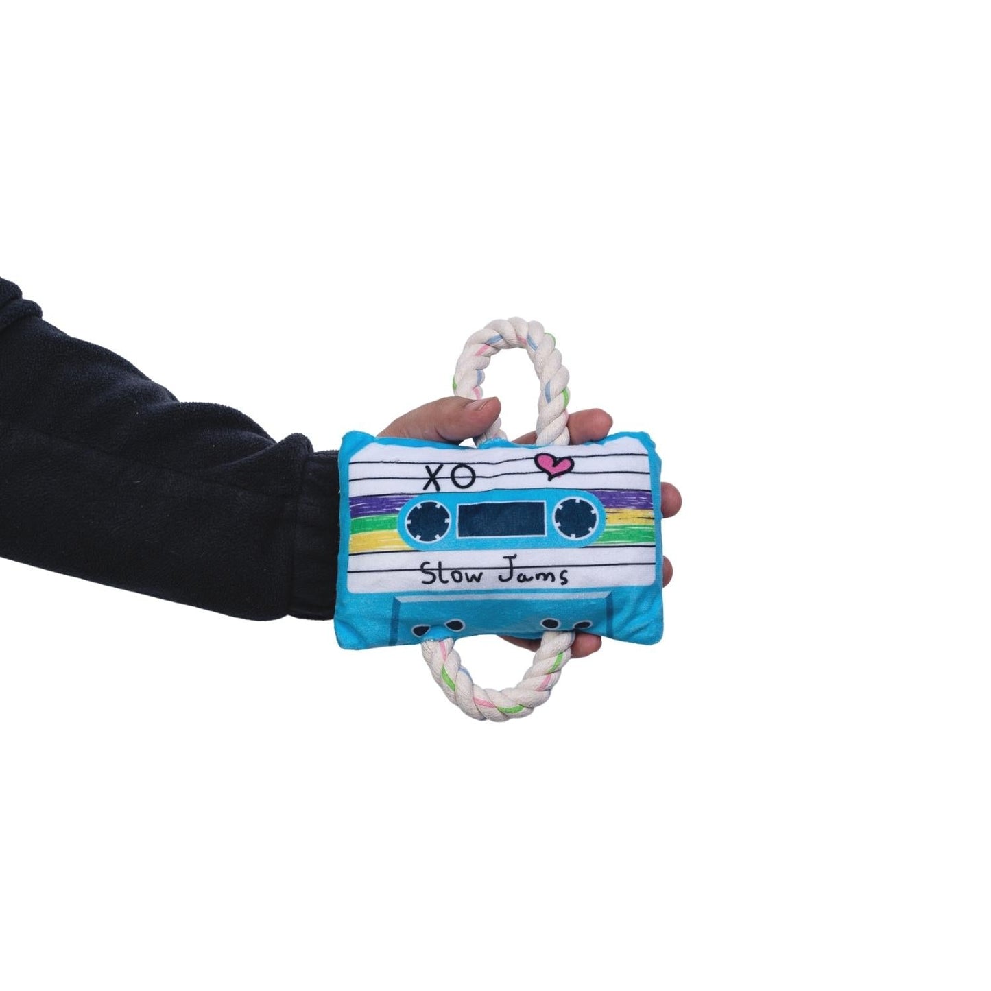 Retro Cassette Tape Plush Dog Toy – with Squeaker & Crinkle Paper for Fun Play