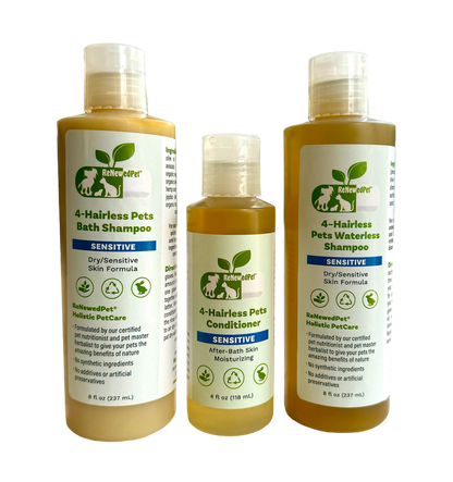 4-HAIRLESS PETS SENSITIVE SHAMPOO, WATERLESS & CONDITIONER KIT