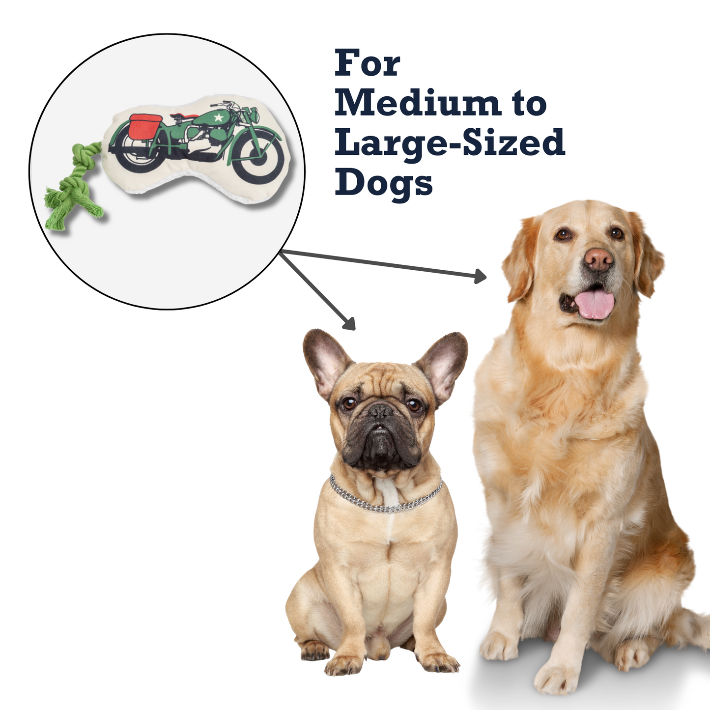 Country Living Retro Army Motorcycle with Squeaker & Crinkle Paper Plush Dog Toy