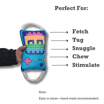 Retro Gamer Plush Dog Toy – with Squeaker & Crinkle Paper for Fun Play
