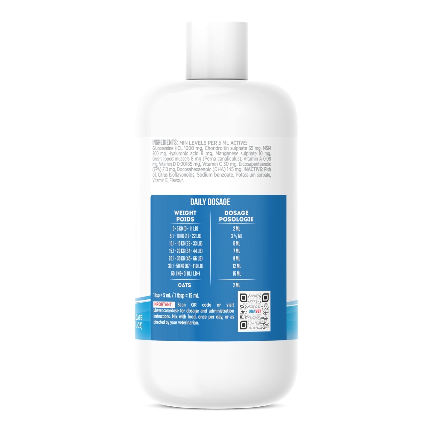 UBAVET Joint Power MEG Maximum Joint Care Liquid for Cats and Dogs