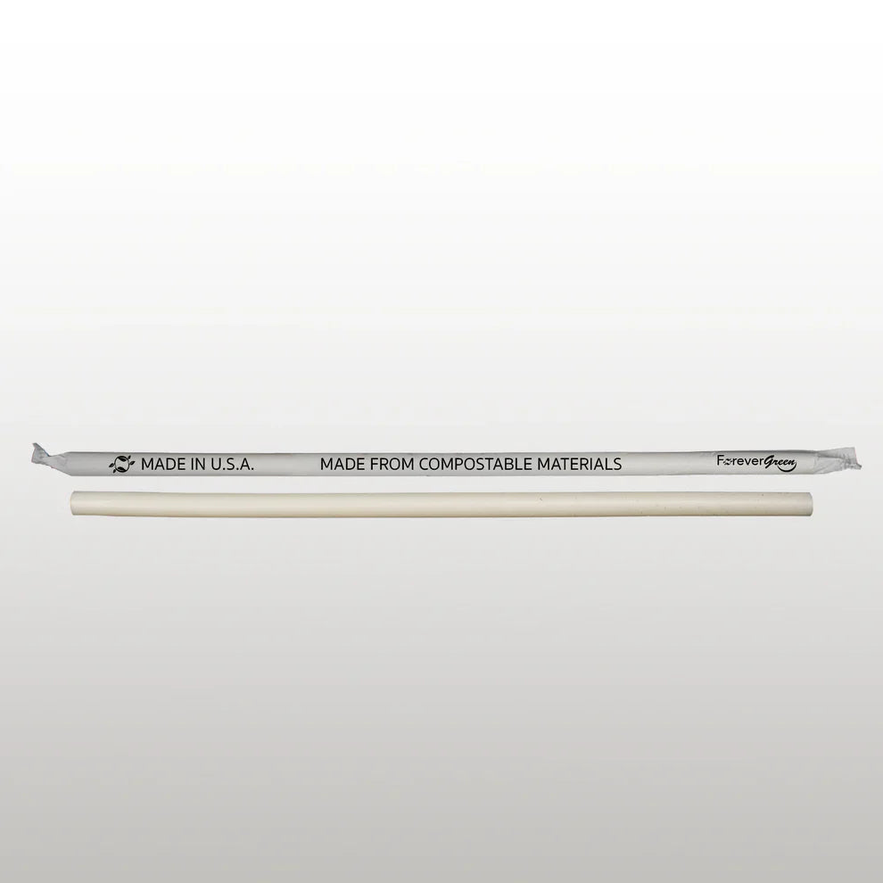 Wrapped 7.75'' x 0.24'' Compostable White Jumbo Drinking Straws - 2,500 Count