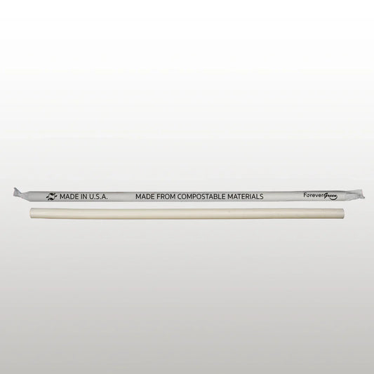 Wrapped 7.75'' x 0.24'' Compostable White Jumbo Drinking Straws - 2,500 Count