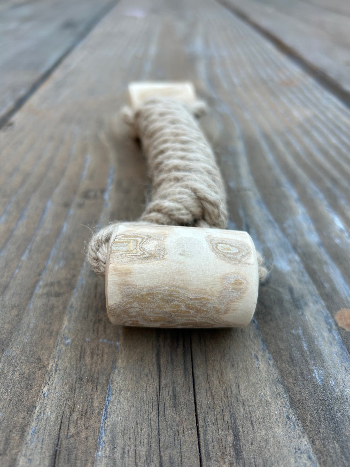 Hemp rope + coffee wood toy