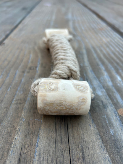 Hemp rope + coffee wood toy