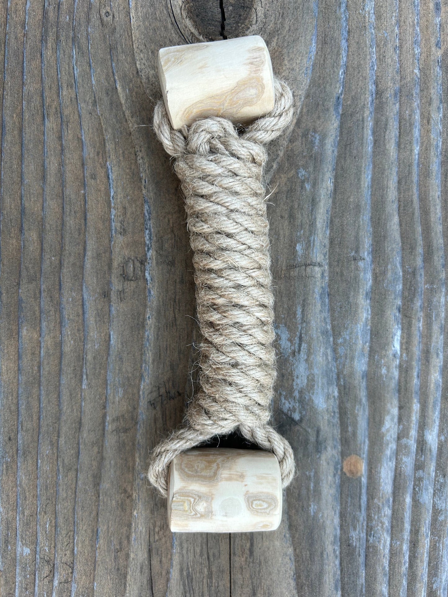 Hemp rope + coffee wood toy