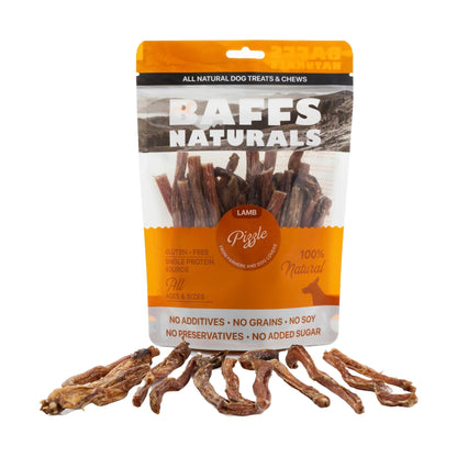 BAFFS NATURALS All-Natural Premium Lamb Pizzle Dog Chews – (8oz Bag)