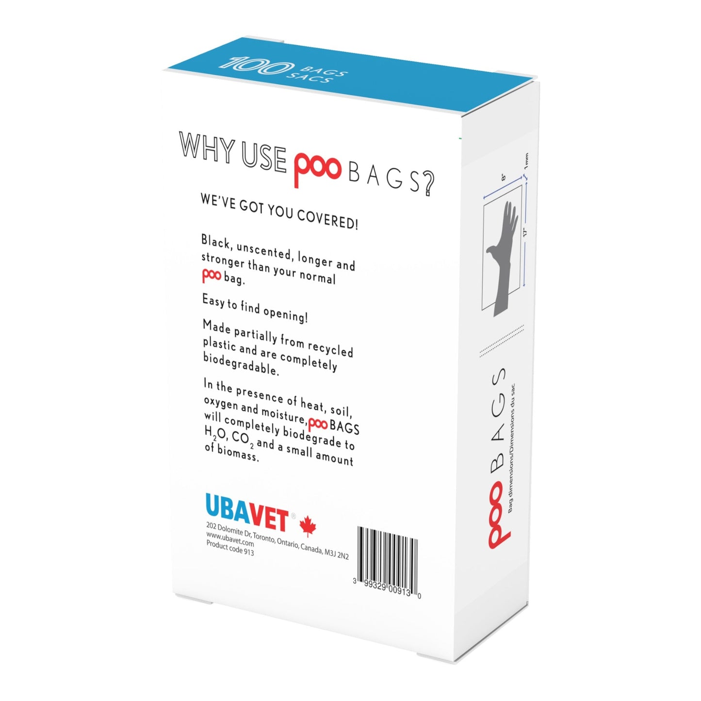 UBAVET DOO Extra-Long Durable Waste Bags for Dogs & Cats – (100-Pack)