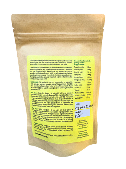 HOME-MADE PET FOOD SUPPLEMENT *For Raw Recipes WITH Bone*