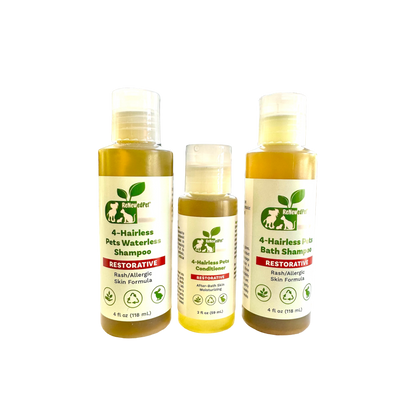 4-HAIRLESS PETS RESTORATIVE SHAMPOO, WATERLESS & CONDITIONER