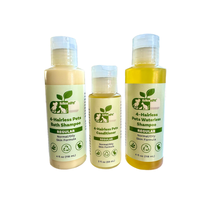 4-HAIRLESS PETS REGULAR SHAMPOO, WATERLESS SHAMPOO & CONDITIONER KIT