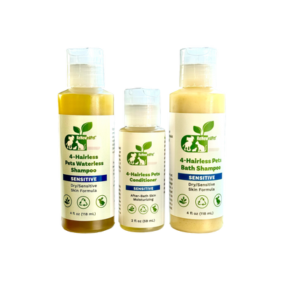 4-HAIRLESS PETS SENSITIVE SHAMPOO, WATERLESS & CONDITIONER KIT