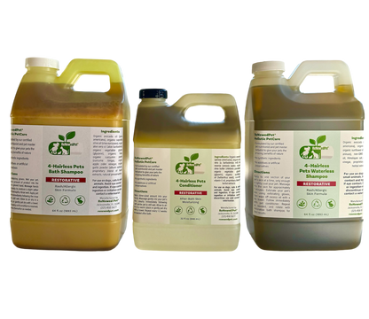 4-HAIRLESS PETS RESTORATIVE SHAMPOO, WATERLESS & CONDITIONER
